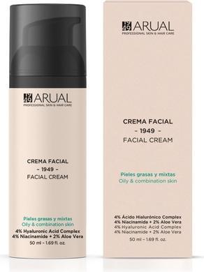 Produktbild Arual Gesichtscreme für fettige Haut und Mischhaut mit Hyaluronsäure, Niacinamid und Aloe Vera (Reinigungsmilch, 50 ml)