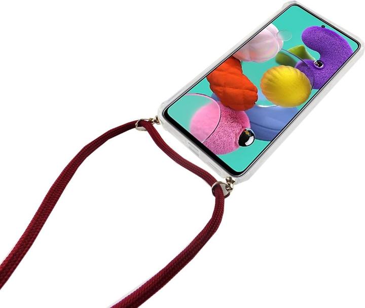 Produktbild König Design Handykette für Samsung Galaxy A31 Hülle mit Band Case zum umhängen Kordel Rot
