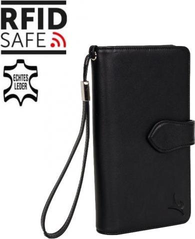 Welltravel Leder-Clutch mit RFID schwarz