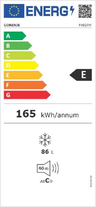 Energie-Label Gorenje F492PW (Freistehend, 86 l)