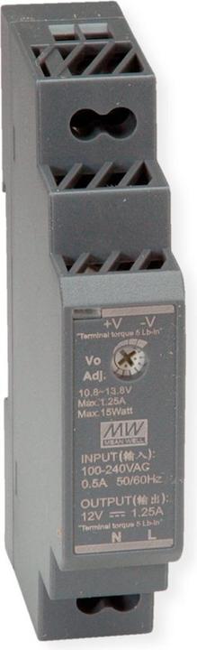 Actual product image MeanWell DR-15-12 DIN rail power supply 15W 12V DC (Power supply)