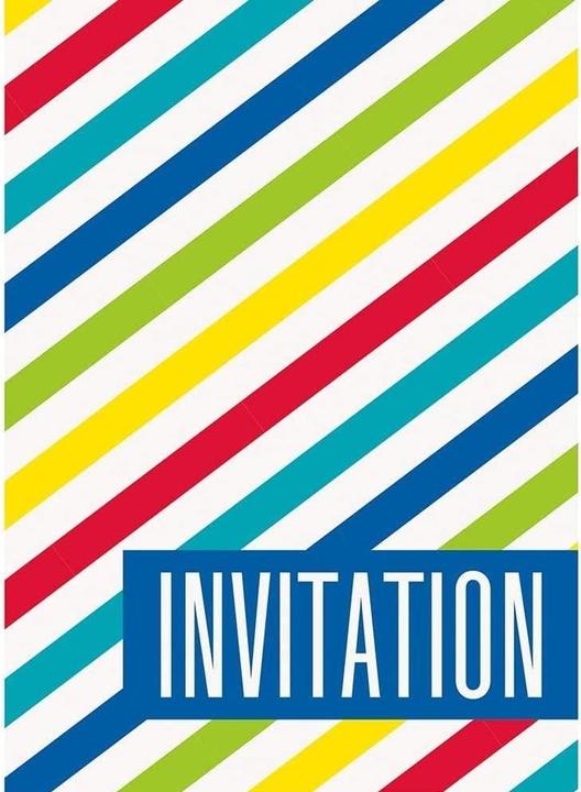 Image du produit Unique Party Invitations d'anniversaire rayées (pack de 8)