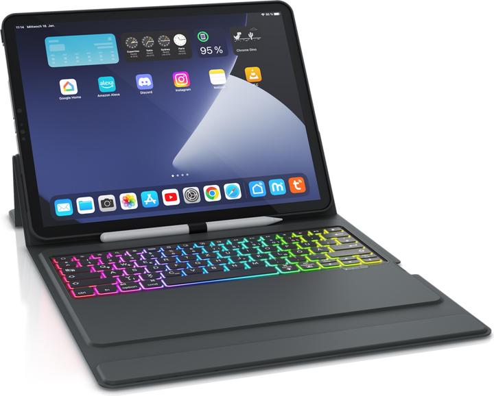 Actual product image Aplic Bluetooth tablet keyboard for iPad Pro 12.9 inch Gen 3 + 4, 500 mAh battery, keyboard with case (DE)