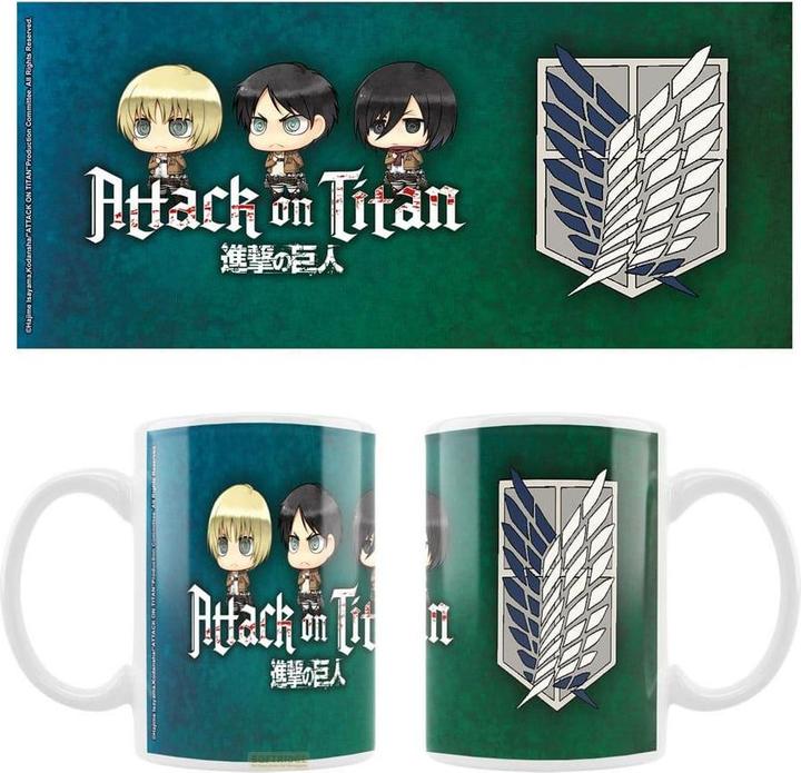 Actual product image Sakami Attack on Titan ceramic mug Eren, Mikasa & Armin Chibi Style (320 ml)
