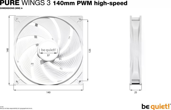 Produktbild be quiet! Pure Wings 3 PWM HS wh 140x140x25 (140 mm, 1 x)