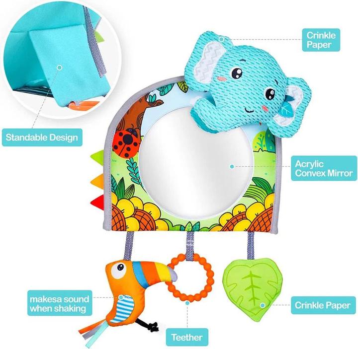 Image du produit Activity Board Jouet de siège de voiture avec miroir pour bébé, jouet de dentition derrière le siège de voiture