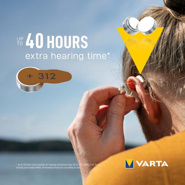 Actual product image Varta Hearing aid batteries type 312, 1.4V (6-pack) (6 pcs., A312, 180 mAh)