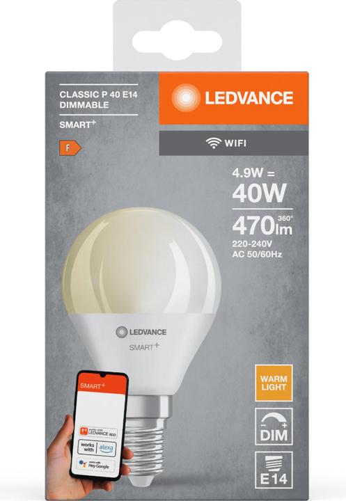 Immagine prodotto Ledvance Mini lampadina Smart+ Wifi (E14, 4.90 W, 470 lm, 1 x, F)