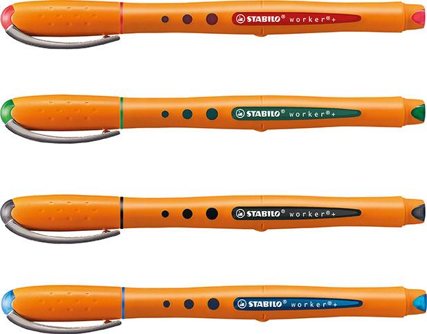Produktbild STABILO worker+ Tintenroller (Grün, Rot, Blau, Schwarz, 4 x)