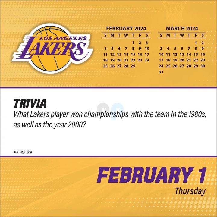 Immagine prodotto NBA - Los Angeles Lakers - Calendario giornaliero a strappo in scatola2024 (Spagnolo, Inglese, Italiano, Francese, Tedesco)