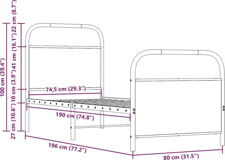 Actual product image VidaXL Bed without mattress (137 x 190 cm)