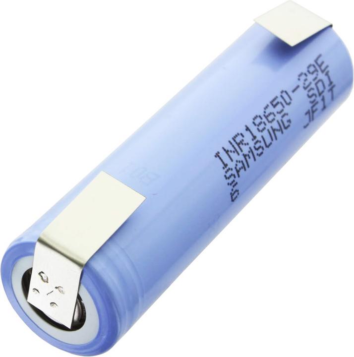 Image du produit Samsung Batterie INR18650 29E + cosse à souder U (1 pcs, 18650, 2900 mAh)