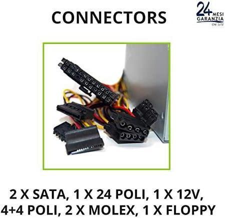 Actual product image Tecnoware ALIMENTATORE 550W 12CM FREE SILENT 2*SATA 2*MOLEX TOGHETER ON (550 W)