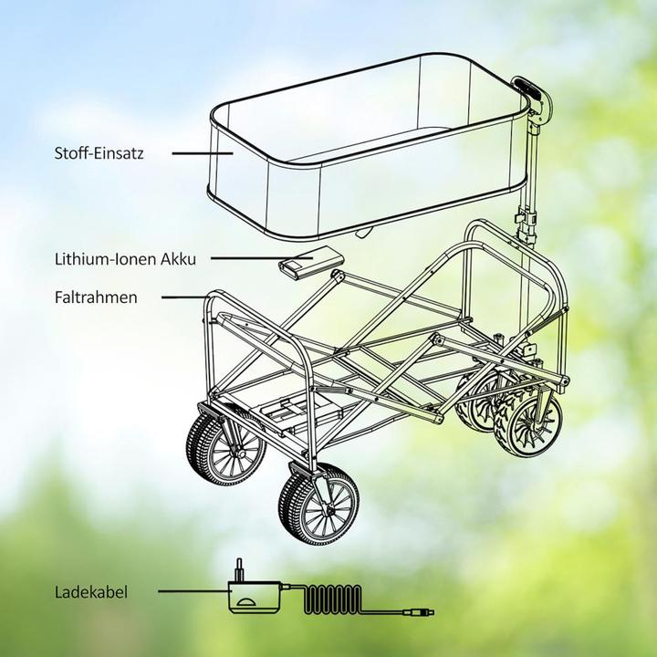 Produktbild Genius Bollerwagen elektrisch Falko Go mit Antrieb - Akkubetrieb, Tragkraft 60 kg