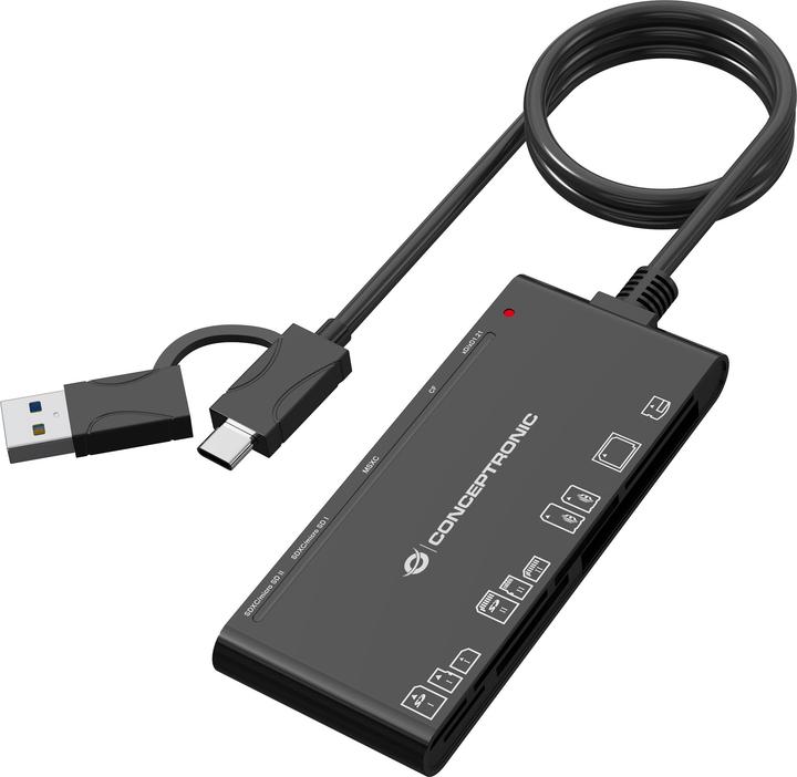 Conceptronic 7-in-1 Card Reader USB3.0,2xSD,2xMicroSD,MS,CF (Type-B)