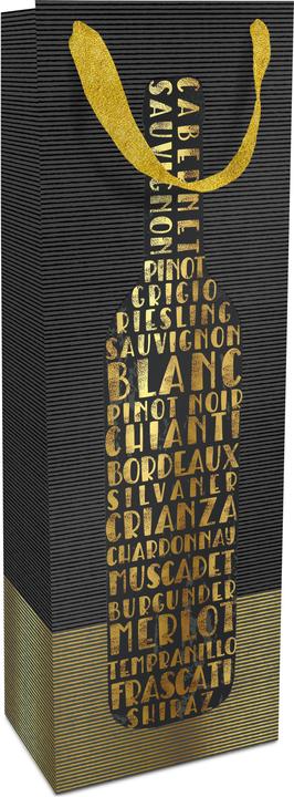 Braun + Company Borsa per bottiglie Vinothek 12 x 37 x 8 cm, Oro/Nero (Borsa da regalo, 1 x)