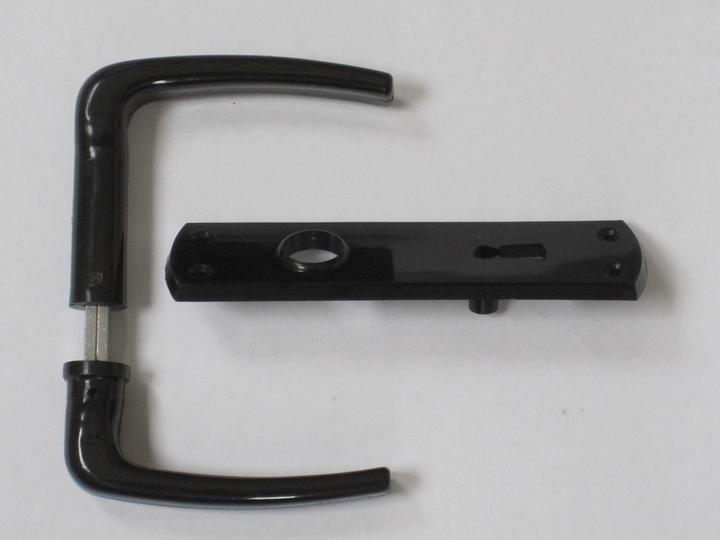 Actual product image Bever Lever handle set Universal rim lock BB black 55 mm square spindle 8 mm (Door set)