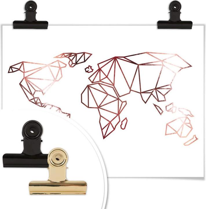 Produktbild Trenddeko Origami Weltkarte - Roségold-Optik (80 x 60 cm)