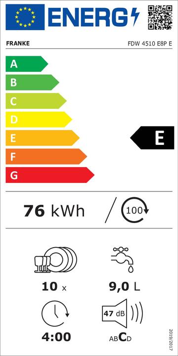Energie-Label Franke Einbaugeschirrspüler 45 cm