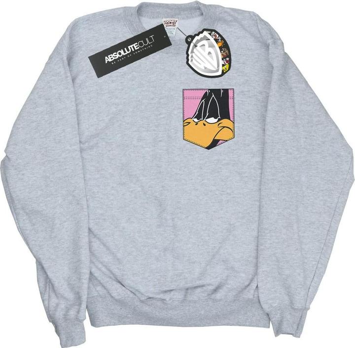 Produktbild Looney Tunes Daffy Duck Face Faux Pocket Sweatshirt (M)