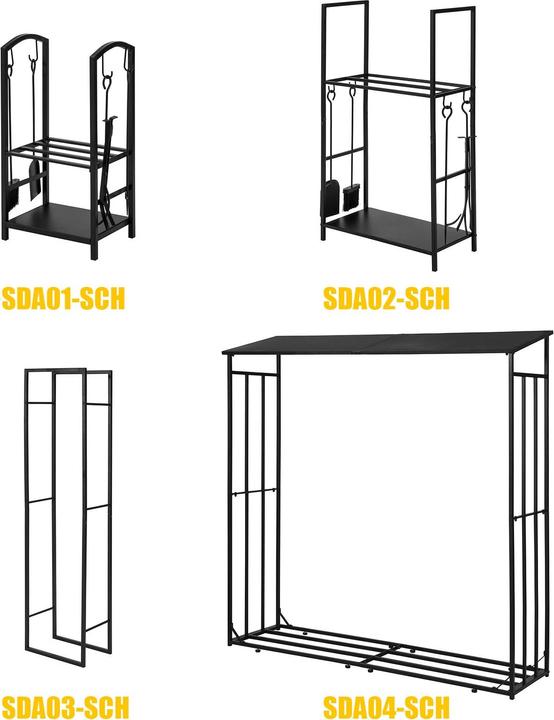 Actual product image SoBuy Firewood rack with 4-piece fireplace set