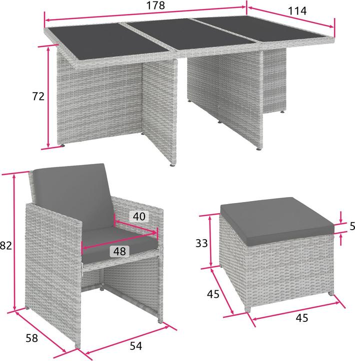 Produktbild tectake Rattan Sitzgruppe New York 6+4+1 mit Schutzhülle (178 cm)