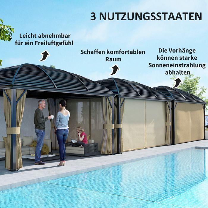 Produktbild Swisshandel24 Pavillon mit Hardtop, 4x3 m Wasserdicht Stabil Winterfest Moskitonetz, Alu, Braun (398 cm, 298 cm)