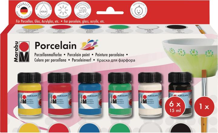 Image du produit Marabu Peinture de départ pour la porcelaine (Blanc, Jaune, Vert, Rouge, 15000 ml)