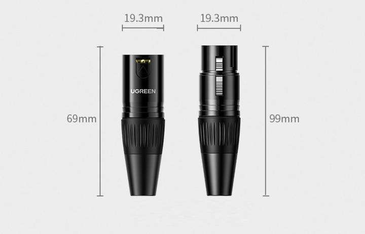 Actual product image Ugreen XLR connector 3-pin male female