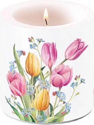 Actual product image Ambiente Candle Small "Tulips Bouquet" H 9cm x D 7,5cm
