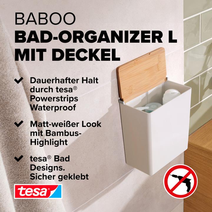 Actual product image tesa BABOO storage box with lid, large incl. adhesive solution without drilling