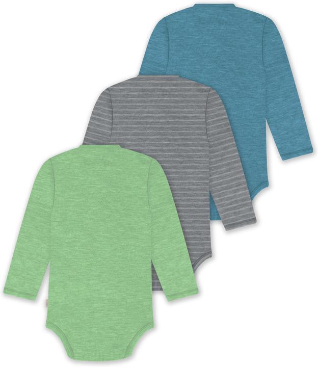 Actual product image Normani Set of 3 baby body wrap long sleeve toddler bodysuit made from merino wool - 9357 (50)