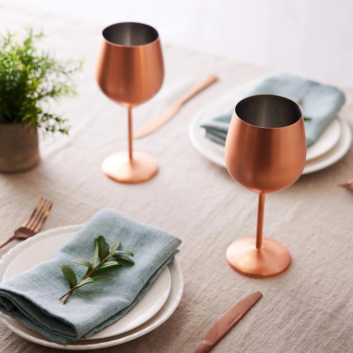 Image du produit Oak & Steel Acier inoxydable Verres à vin Or rose mat Lot de 4 (50 cl, 4 Verres, Set de verres à vin)