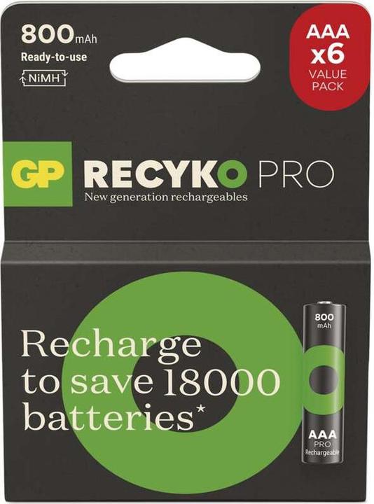 Actual product image GP Batteries GP Nab??jec?? bat. ReCyko Pro AAA (HR03) - 6ks (6 pcs., AAA, 800 mAh)