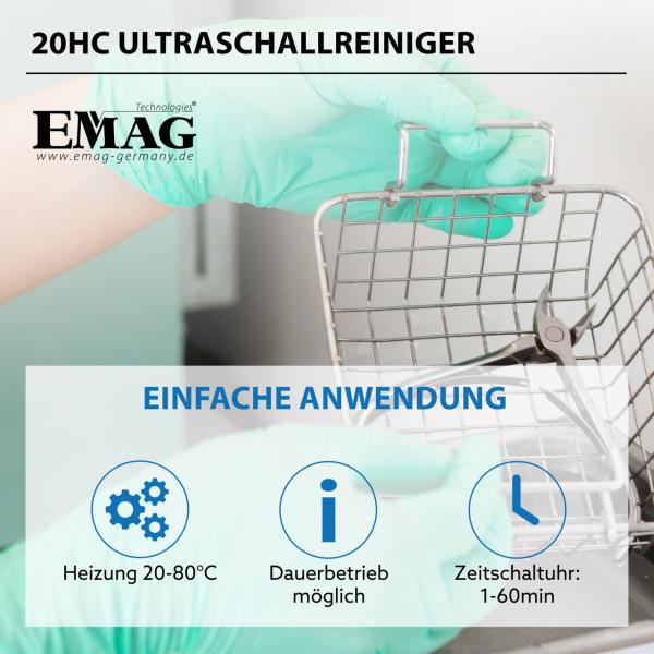Image du produit Emag Nettoyeur à ultrasons 150 W 2 l (45 kHz, 1800 ml)