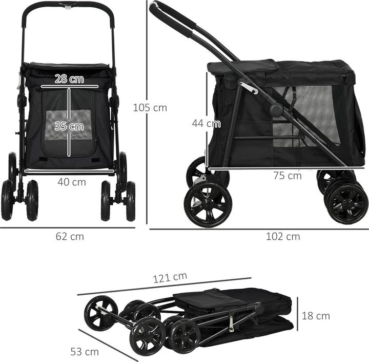 Produktbild PawHut Hundewagen mit Kissen (Hund, Faltbar)