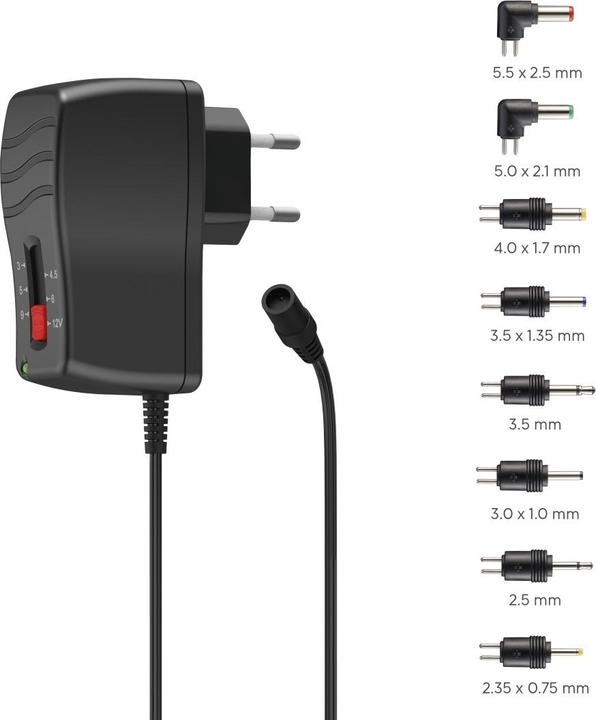 Immagine prodotto Hama Alimentatore switching universale, regolabile, 1000mA, 12W, max. 12V, 8 adattatori