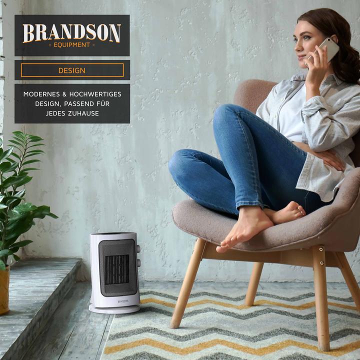 Produktbild Brandson Keramikheizlüfter 1500 W, Keramik Heizlüfter mit Tragegriff & Oszillation, Badezimmer Heizung (1500 W)
