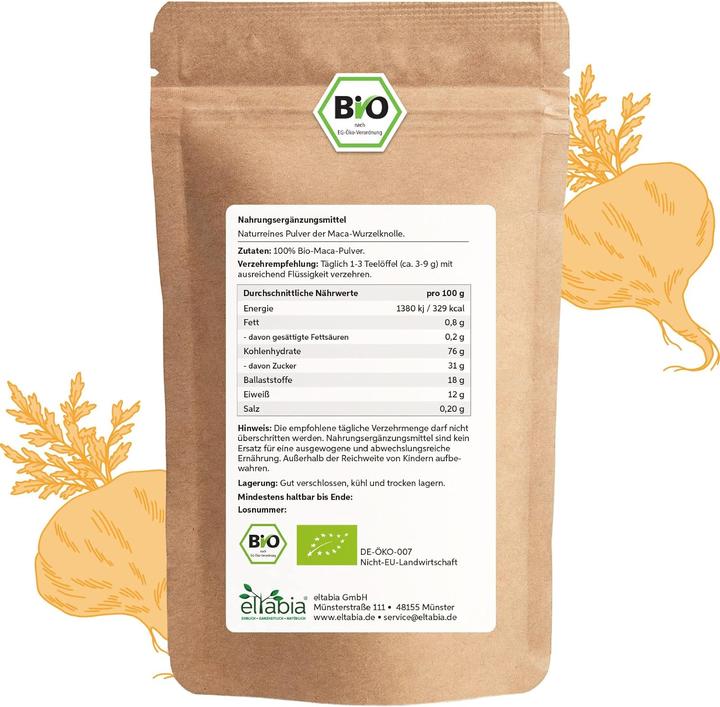 Produktbild Eltabia Bio Maca Pulver | Premium Macapulver aus Peru (Pulver, 200 g)