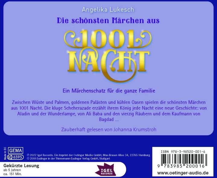 Image du produit Les plus beaux contes des 1001 nuits (Kathrin Treuber, Ralf Kiwit, Angelika Lukesch, Johanna Krumstroh, Allemand)