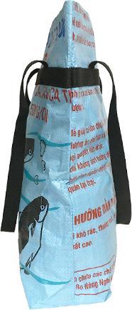 Actual product image Bekos Upcycling - Large shopping bag made from recycled fish food bags light blue