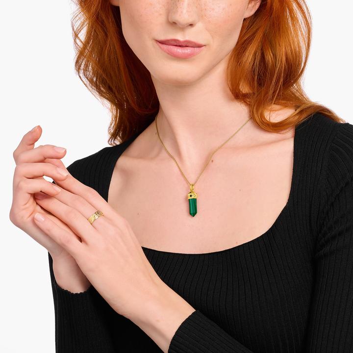 Produktbild Thomas Sabo Anhänger grüner Malachit in Kristallform vergoldet (Silber 925)