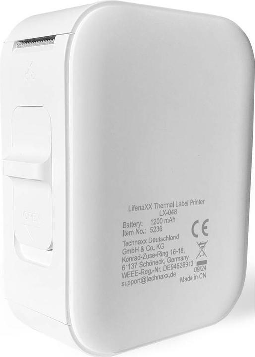 Immagine prodotto Technaxx Mobiler Akku-Thermo-Etikettendrucker, App, 12 mm