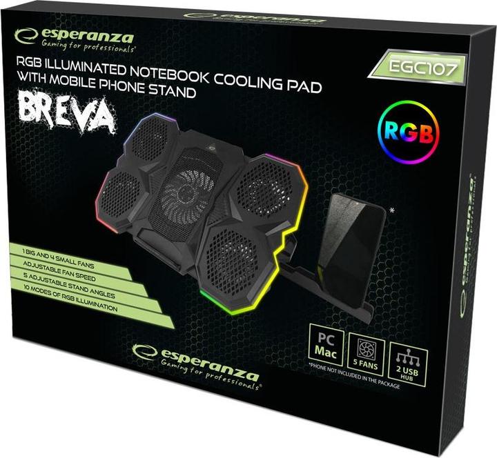 Immagine prodotto Esperanza EGC107 Gaming Cooling Pad per laptop LED RGB Breva