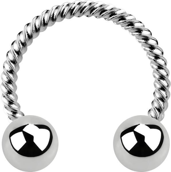 Star Piercing Micro Circular Barbell silber geflochten mit zwei Kugeln (ohne Messing, Chirurgenstahl 316L)