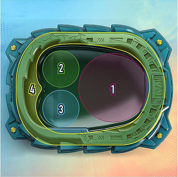 Productafbeelding Hasbro Beyblade Burst QuadStrike Light Ignite Beyblade Stadion Strijdset (Duits, Frans, Italiaans, Engels, Nederlands, Zweeds, Noors, Pools)
