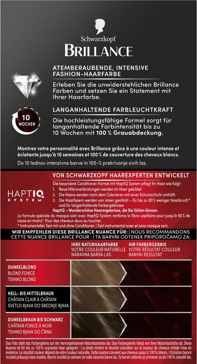Nährwerte und Zutaten Schwarzkopf Brillance Intensiv-Color-Creme (896 schwarzrot organdi)