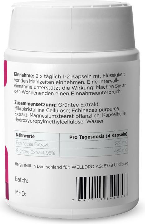 Valeurs nutritives et ingrédients Secret of Life Echinacée & thé vert (90 pièce(s), Capsules)