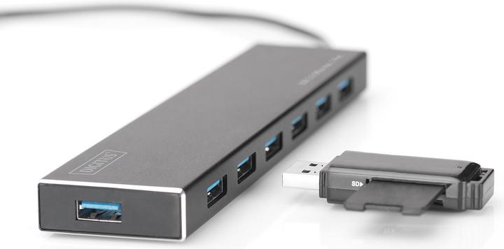 Actual product image Digitus Hub 7-port USB 3.0 SuperSpeed, Power Supply, HQ aluminium (USB-A, 7 Ports)