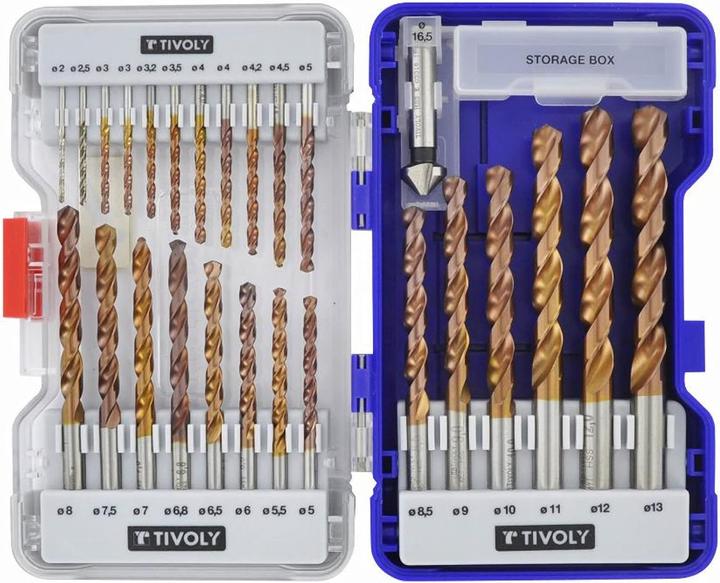 Image du produit Tivoly Jeu de forets à métaux FURIUS HSS 26pcs Ø1-13mm, countersink 15 mm (2 mm, 4 mm, 3 mm, 4,2 mm, 7,5 mm, 16,5 mm, 9 mm, 12 mm, 3,5 mm, 5 mm, 3,2 mm, 8 mm, 7 mm, 6,5 mm, 5,5 mm, 4,5 mm, 6,8 mm, 8,5 mm, 11 mm, 10 mm, 6 mm, 2,5 mm, 13 mm)